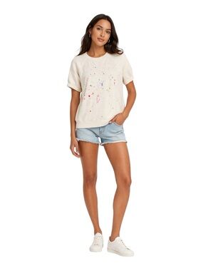 PJ Salvage Paint Splatter Sweatshirt Top Small Cotton Blend Cozy Lounge Pullover